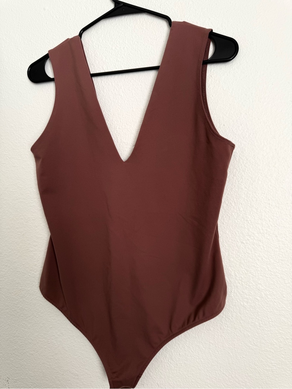 Free People bodysuit size L  old rose Brown V-Neck Bodysuit - Picture 3 of 7